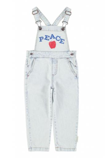 Piupiuchick,dungarees | washed light blue denim w/ "peace" print