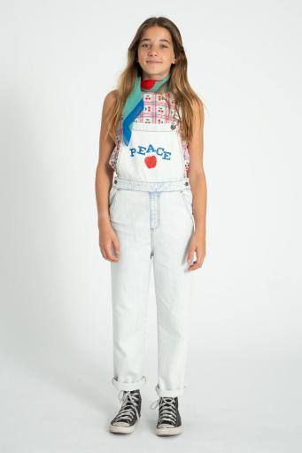 Piupiuchick,dungarees | washed light blue denim w/ "peace" print [2]