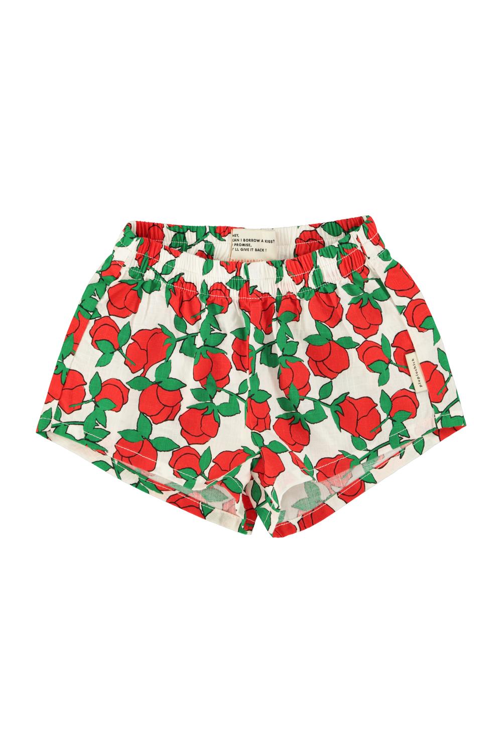 Piupiuchick,shorts | ecru w/ red roses print