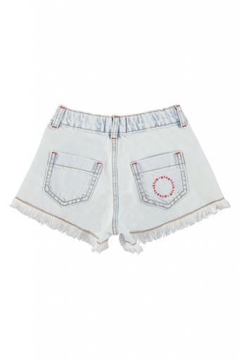 Piupiuchick,shorts w/ fringes | washed light blue denim [3]