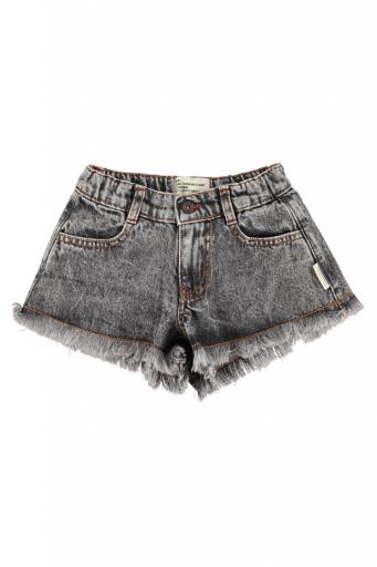 Piupiuchick,shorts w/ fringes | washed black denim