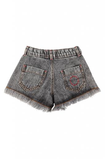 Piupiuchick,shorts w/ fringes | washed black denim [1]