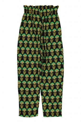 Sisters Department,Trousers | Black w/ green flowers [1]
