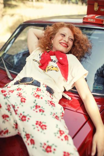 Sisters Department,Trousers | Ecru w/ red flowers [3]