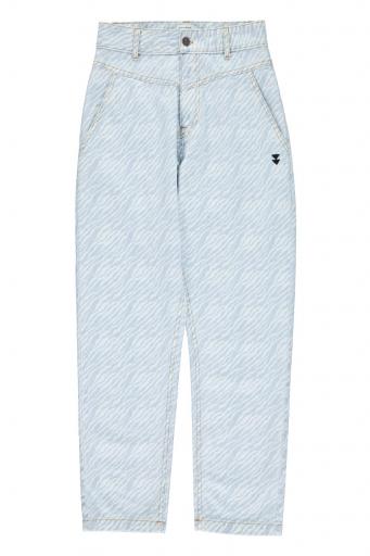 Sisters Department,Trousers | Light blue denim w/ zebra print