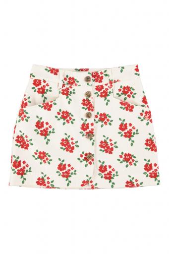 Sisters Department,Short skirt |  Ecru w/ red flowers