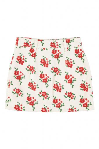 Sisters Department,Short skirt |  Ecru w/ red flowers [2]