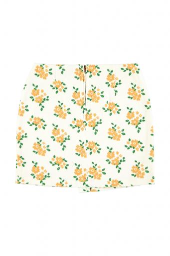 Sisters Department,Short asymmetrical skirt  | Ecru w/ mustard flowers [1]