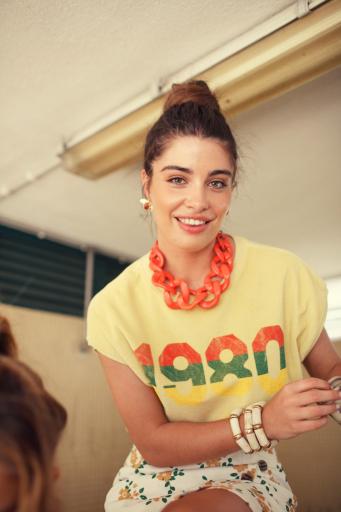 Sisters Department,Short asymmetrical skirt  | Ecru w/ mustard flowers [3]