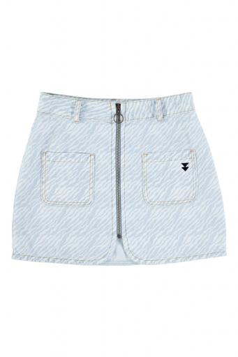 Sisters Department,Short skirt | Light blue denim w/ zebra print