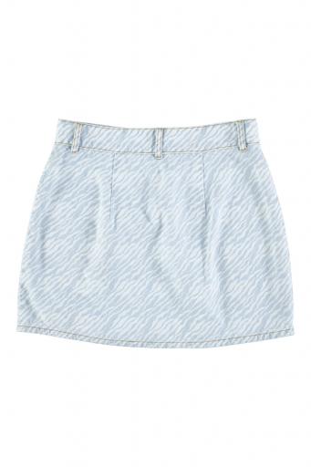 Sisters Department,Short skirt | Light blue denim w/ zebra print [1]