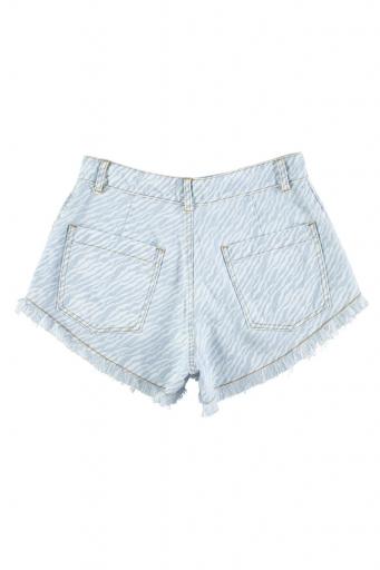 Sisters Department,Shorts w/ fringes | Light blue denim w/ zebra print [1]