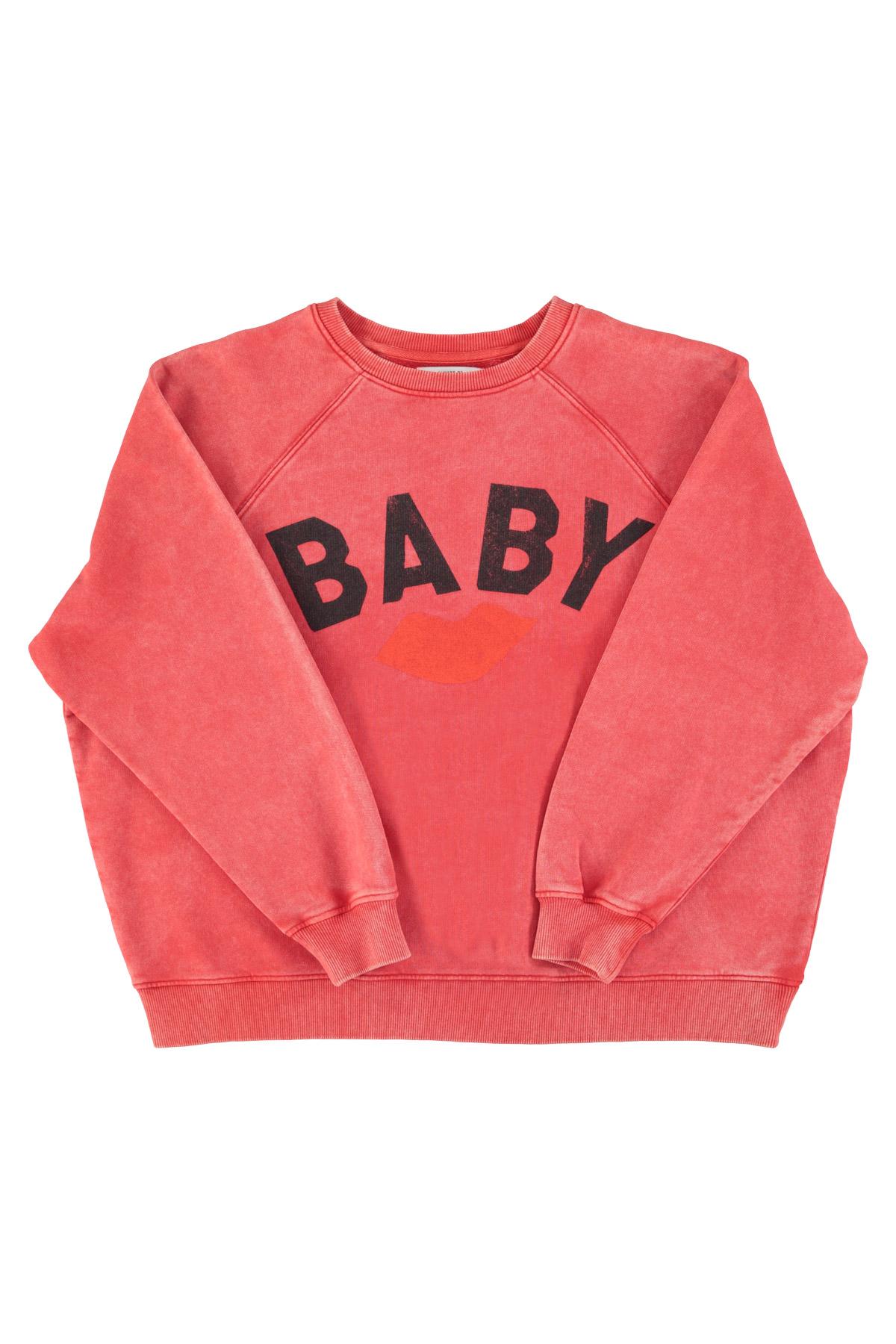 Sisters Department,Sweatshirt | Washed red w/ "baby" print