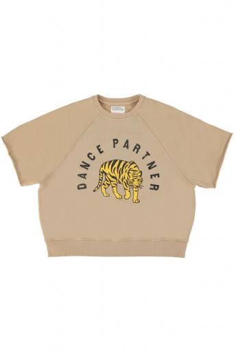 Sisters Department,Short sleeve sweatshirt | Light brown w/  leopard print