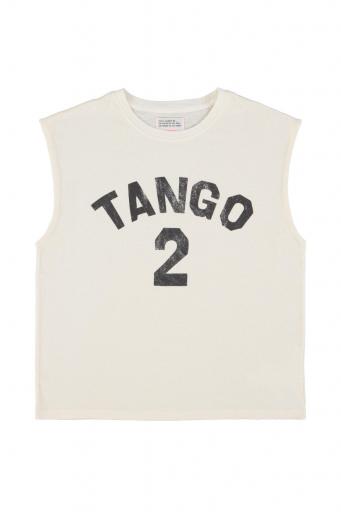 Sisters Department,"Sleeveless t-shirt w/ round neck | Ecru w/ ""2 tango"" print"