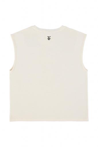 Sisters Department,"Sleeveless t-shirt w/ round neck | Ecru w/ ""2 tango"" print" [1]