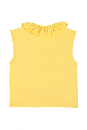 Sisters Department,"Sleeveless t-shirt w/ collar | Yellow w/ ""dance society"" print" [3]