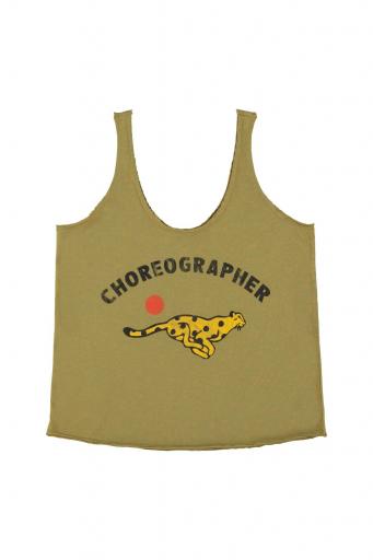 Sisters Department," Top w/ v-neck | Olive green w/ ""choreographer"" print"