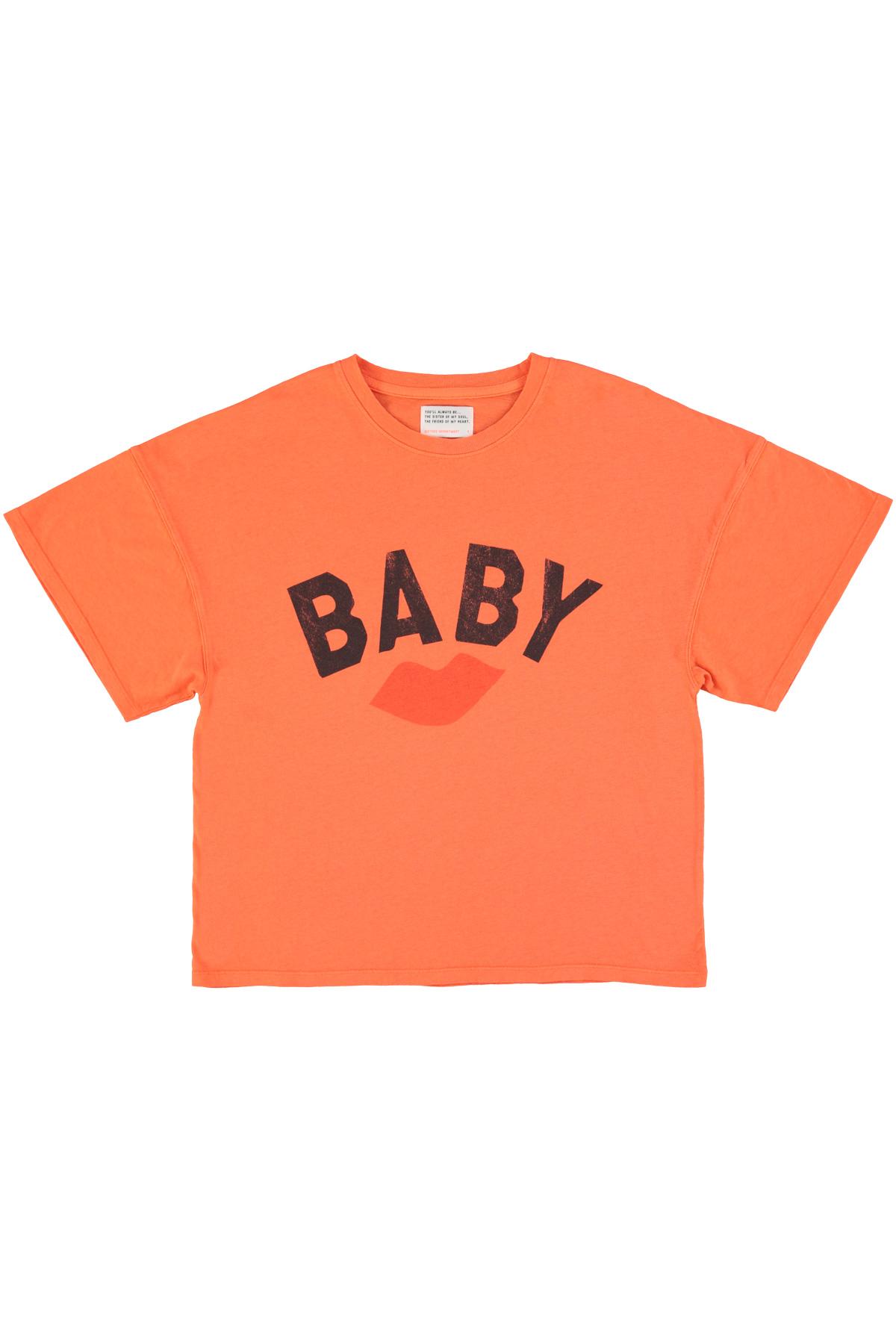 Sisters Department,"T-shirt w/ short sleeves | Orange w/ ""baby"" print"