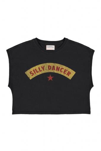 Sisters Department,"Sleeveless t-shirt/top w/ round neck | Black w/ ""silly dancer"" print"