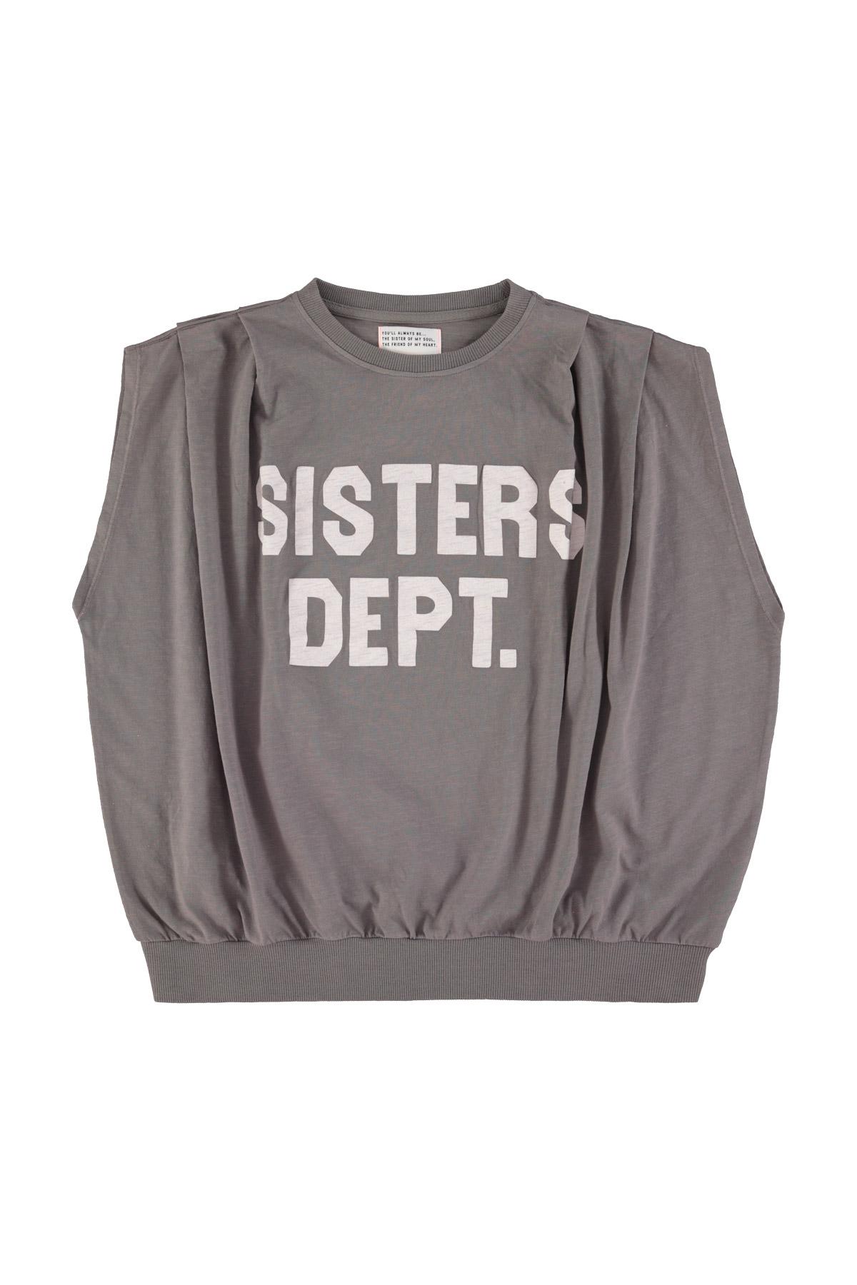 Sisters Department,"Fitted sleeveless t-shirt | Grey w/ ""sisters dept"" print"