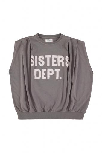 Sisters Department,"Fitted sleeveless t-shirt | Grey w/ ""sisters dept"" print"
