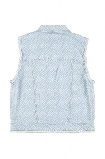 Sisters Department,Waistcoat | Light blue denim w/ zebra print [1]