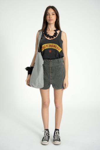 Sisters Department," Top w/ v-neck | Washed black w/ ""silly dancer"" print" [1]