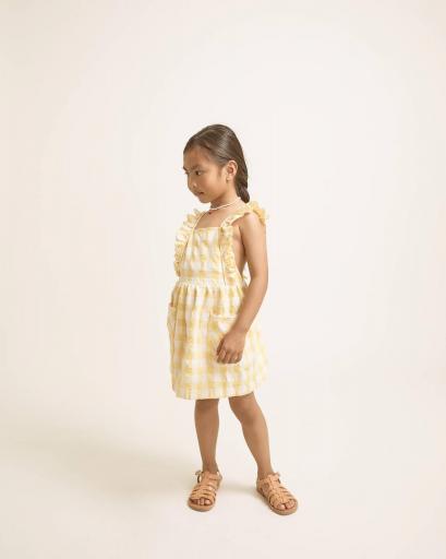 Búho,Vestido cuadros amarillo 