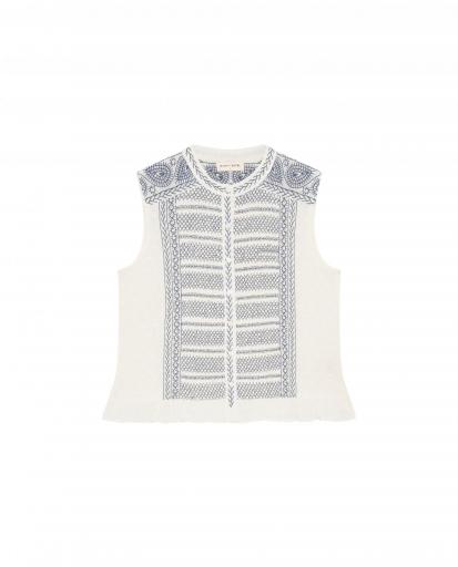 Maison Hotel,SLEEVELESS BLOUSE INDIGO POET IRINA