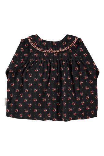 Piupiuchick,PETER PAN COLLAR BLOUSE BLACK WITH FLOWERS   [2]