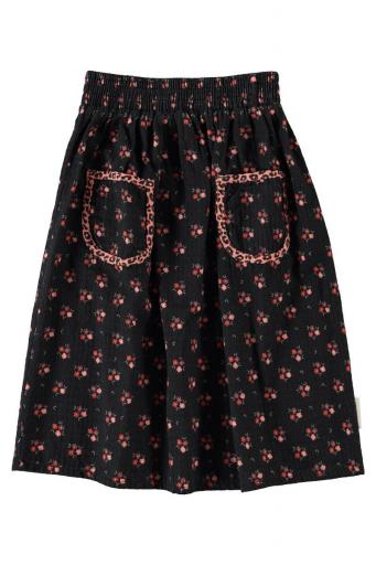 Piupiuchick,LONG SKIRT BLACK WITH FLOWERS