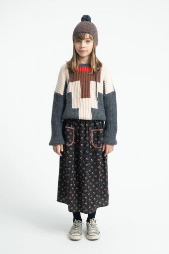 Piupiuchick,LONG SKIRT BLACK WITH FLOWERS   [1]