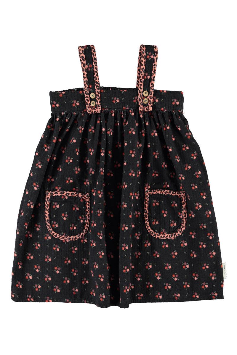 Piupiuchick,SHORT DRESS BLACK WITH FLOWERS
