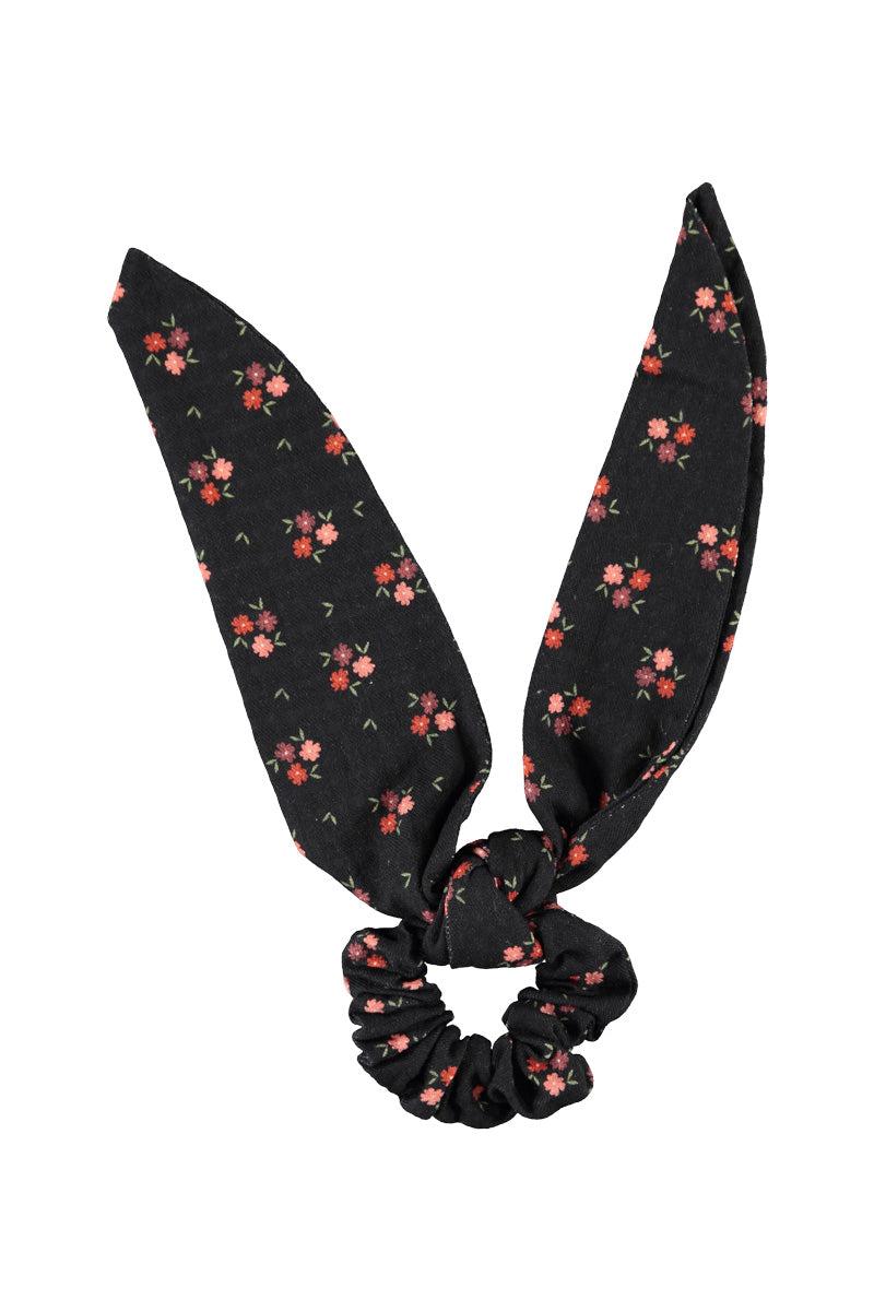 Piupiuchick,SCRUNCHIE BLACK WITH FLOWERS