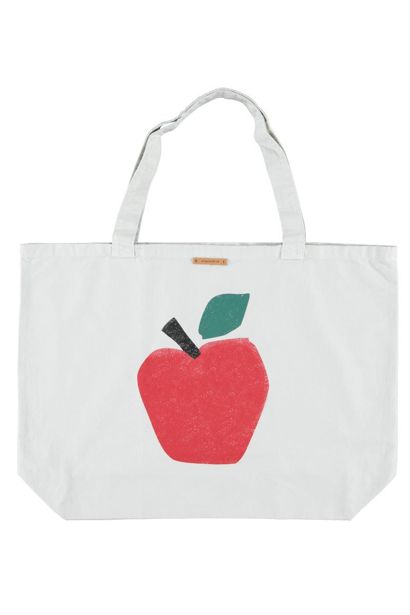 Piupiuchick,XL BAG LIGHT GREY WITH APPLE PRINT