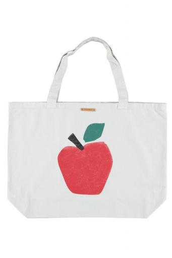 Piupiuchick,XL BAG LIGHT GREY WITH APPLE PRINT