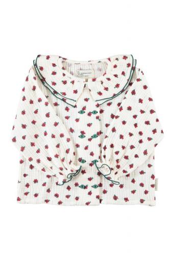 Piupiuchick,BLOUSE WITH DOUBLE COLLAR ECRU WITH LITTLE FLOWERS