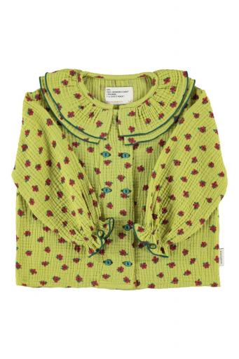 Piupiuchick,Blouse with Double Collar Pistachio Green with Little Flowers