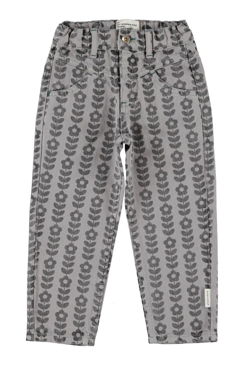 Piupiuchick,Trousers Grey with Black Flowers