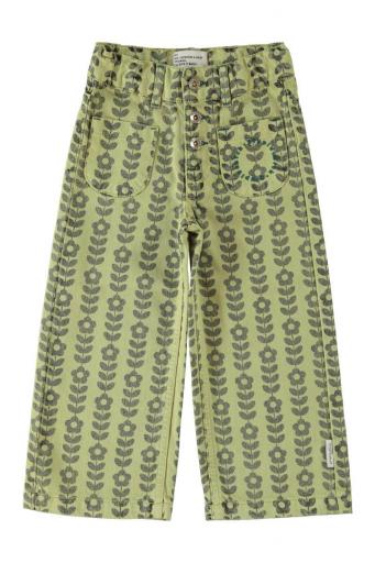 Piupiuchick,Trousers Green with Black Flowers