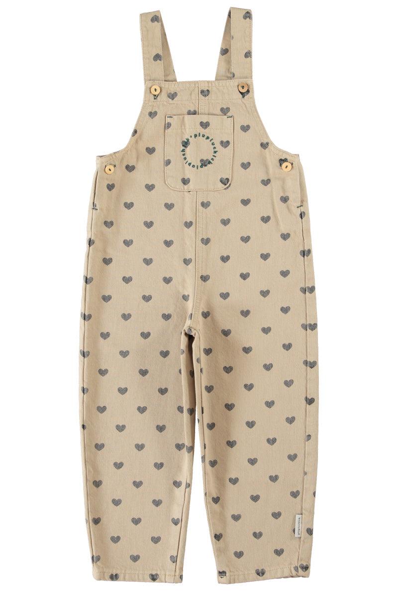 Piupiuchick,Dungarees Beige with Black Hearts
