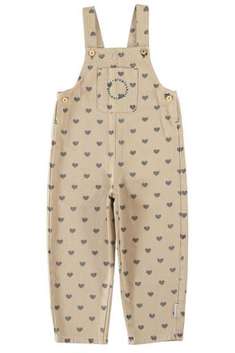 Piupiuchick,Dungarees Beige with Black Hearts