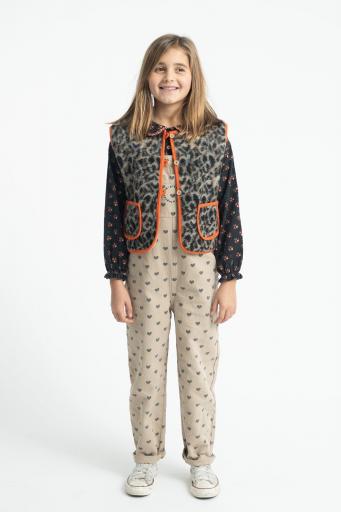 Piupiuchick,Dungarees Beige with Black Hearts [1]