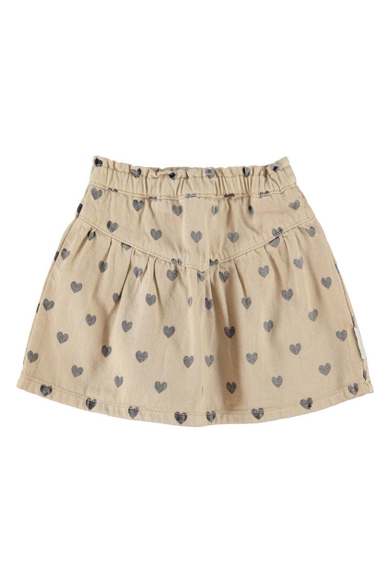 Piupiuchick,Short Skirt Beige with Black Hearts