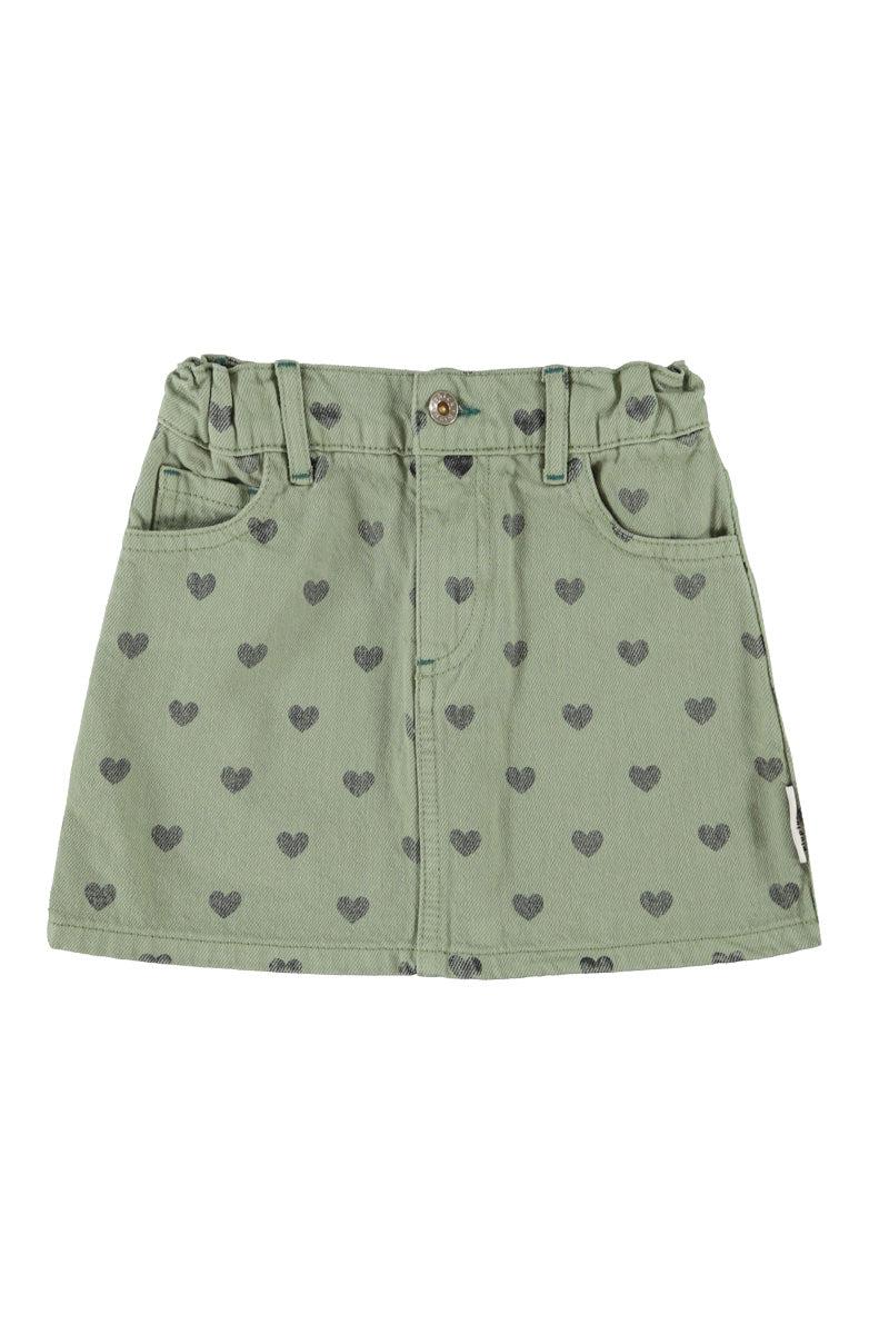 Piupiuchick,Short Skirt Olive Green with Black Hearts
