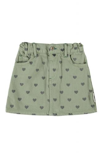 Piupiuchick,Short Skirt Olive Green with Black Hearts