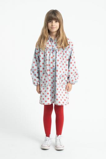 Piupiuchick,Short Dress Light Blue Denim with Red Dots [2]