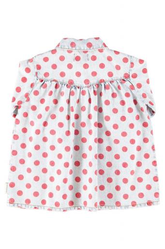 Piupiuchick,Short Dress Light Blue Denim with Red Dots [1]