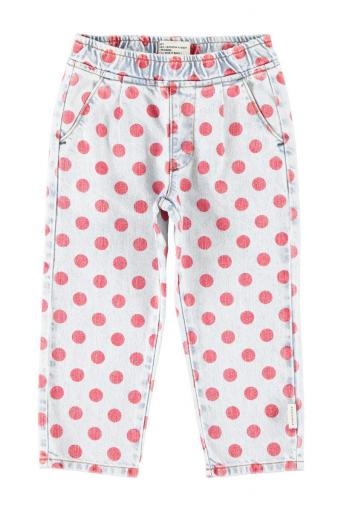 Piupiuchick,Trousers Light Blue Denim with Red Dots